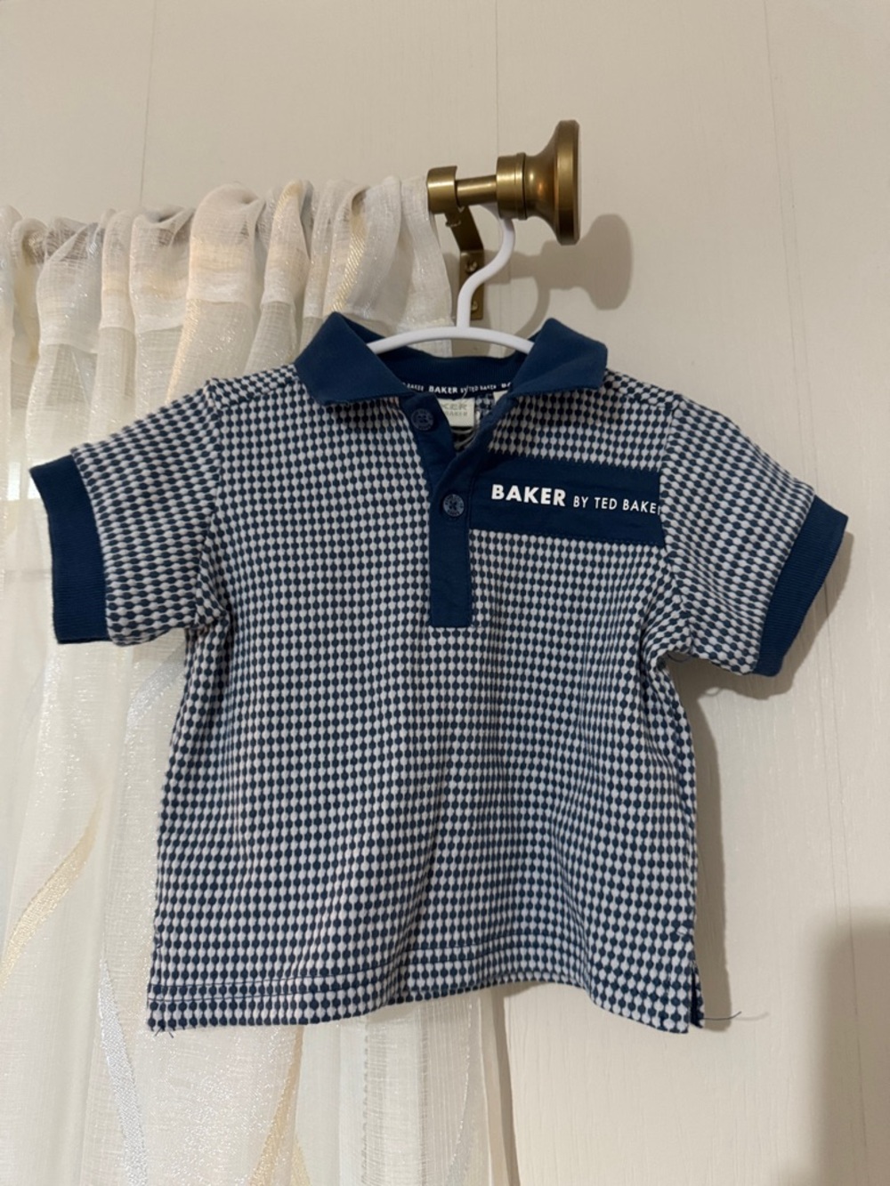 Baker by Ted Baker Navy & White Houndstooth Polo